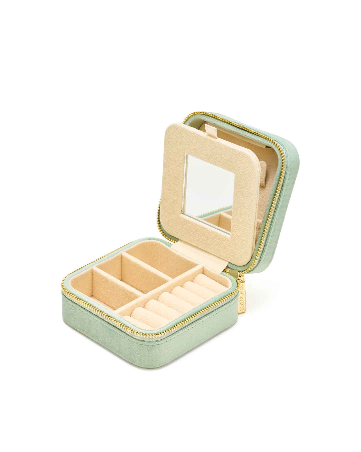 VELVET JEWELRY BOX col. lime cream, directly orderable - 5 pieces