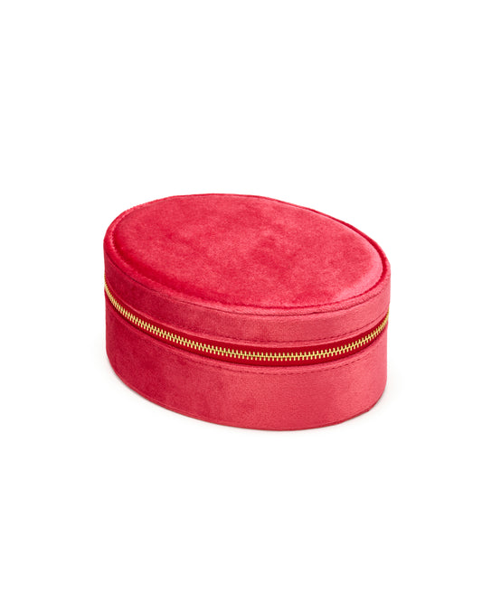 Samt Schmuckkästchen OVAL col. sunset coral (Set aus 5) - Reise Schmuckkästchen