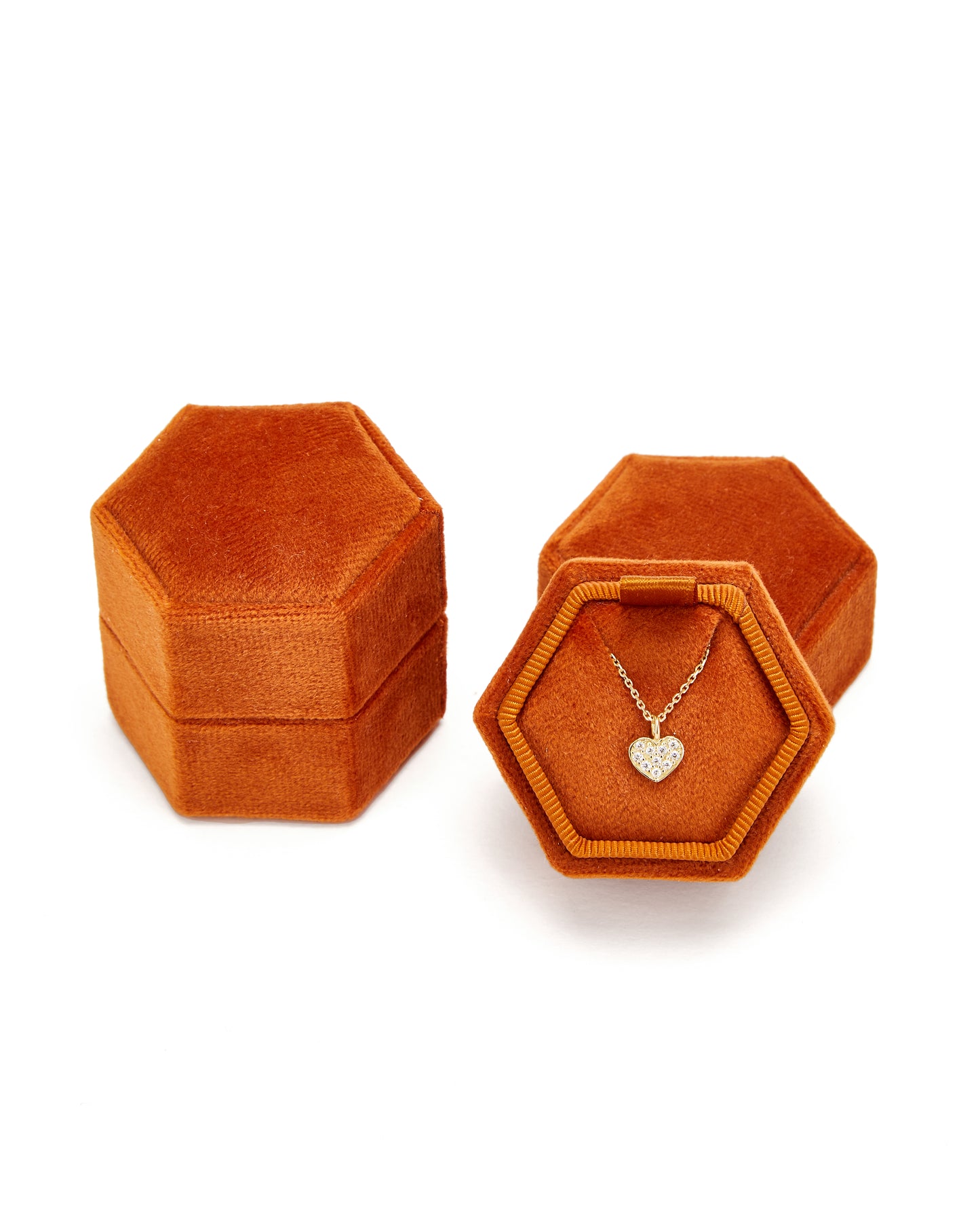 Schmucketui HEXAGON, 25 Stück, Inlay-Wahl: Halskette/Ohrstecker/Creolen