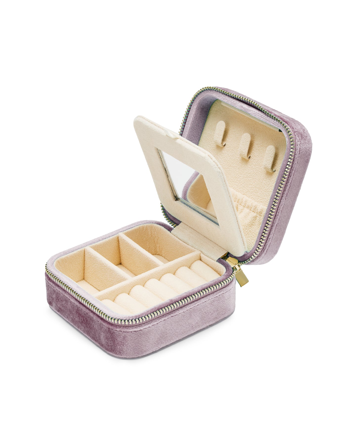 VELVET JEWELRY BOX col. metallic lilac, directly orderable - 5 pieces
